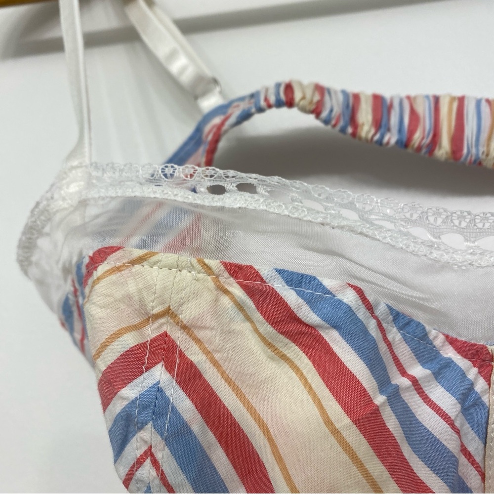 Anthropologie NWT Lace Trim Cotton Shelf Bralette Pink Stripe XS Lounge - Picture 5 of 12